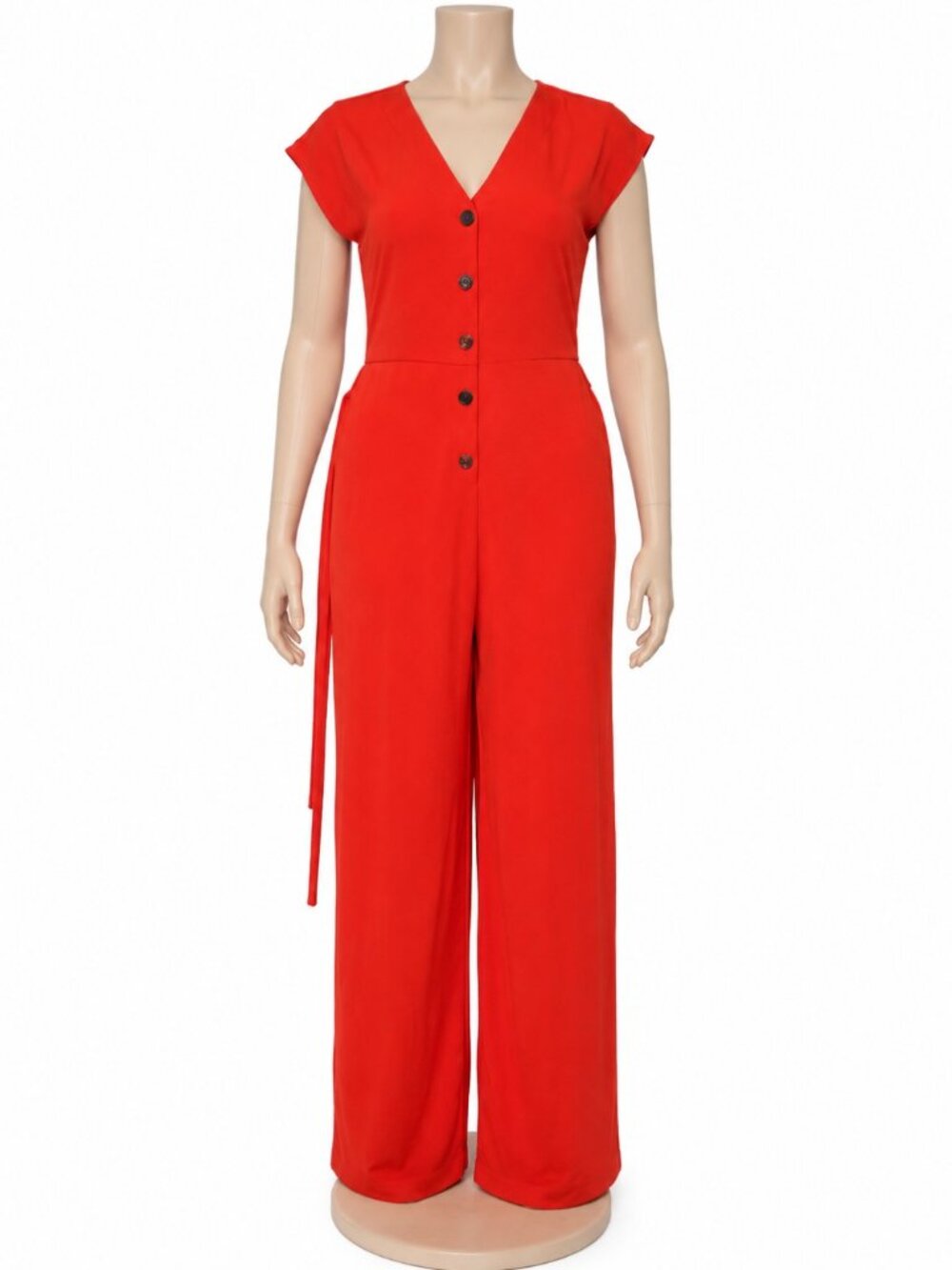 APT.9 Women's vacation  Button- Front Wide Leg Jumpsuit Size Medium, Orange.